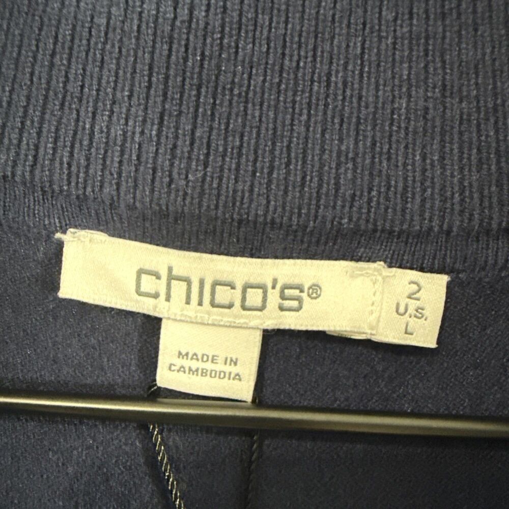 Chicos Zenergy Luxe Blue Colorblock Mock Neck 1/4 Zip Sweater Womens Sz L - Picture 3 of 11